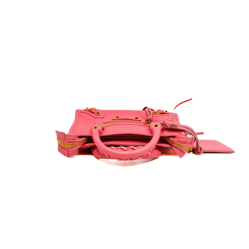 Nano Classic City Pink Calfskin Handbag GHW With Strap