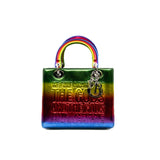 thumbnail limited edition medium lady dior with words in rainbow phw 2017