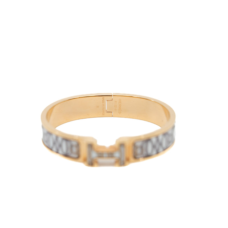 clic H bangle in white mix pattern ghw