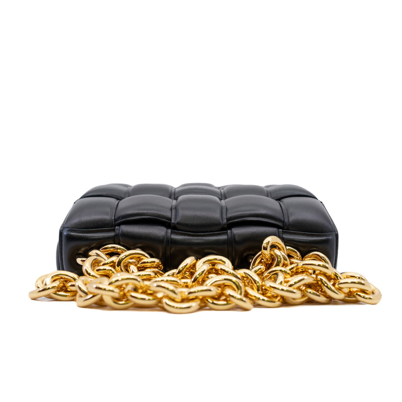 Chain Cassette Padded Black Intreccio Lambskin Leather Crossbody Bag - L'UXE LINK