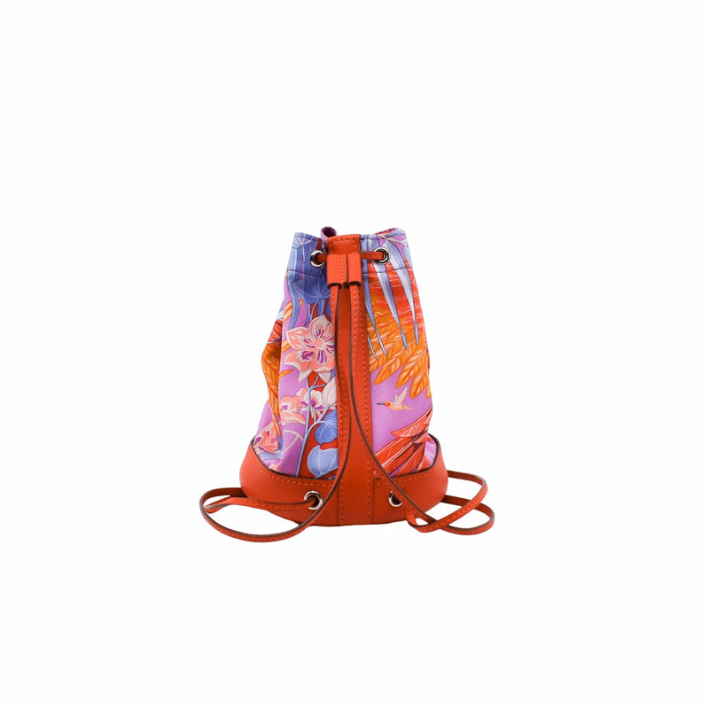 clutch nano orange multicolor satin leather - L'UXE LINK