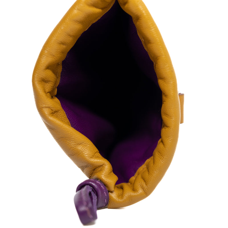 Pilo Phone Sellier Case Agneau Milo/Swift Leather In Sesame/Violet - L'UXE LINK