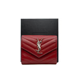 thumbnail cassandre matelasse multi-folded wallet in red grain de poudre leather phw