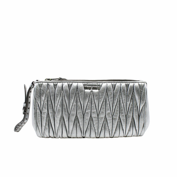 clutch leather  silver phw - L'UXE LINK