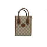 thumbnail Mini Tote Bag With Interlocking G In Beige And Ebony GG Supreme Canvas GHW