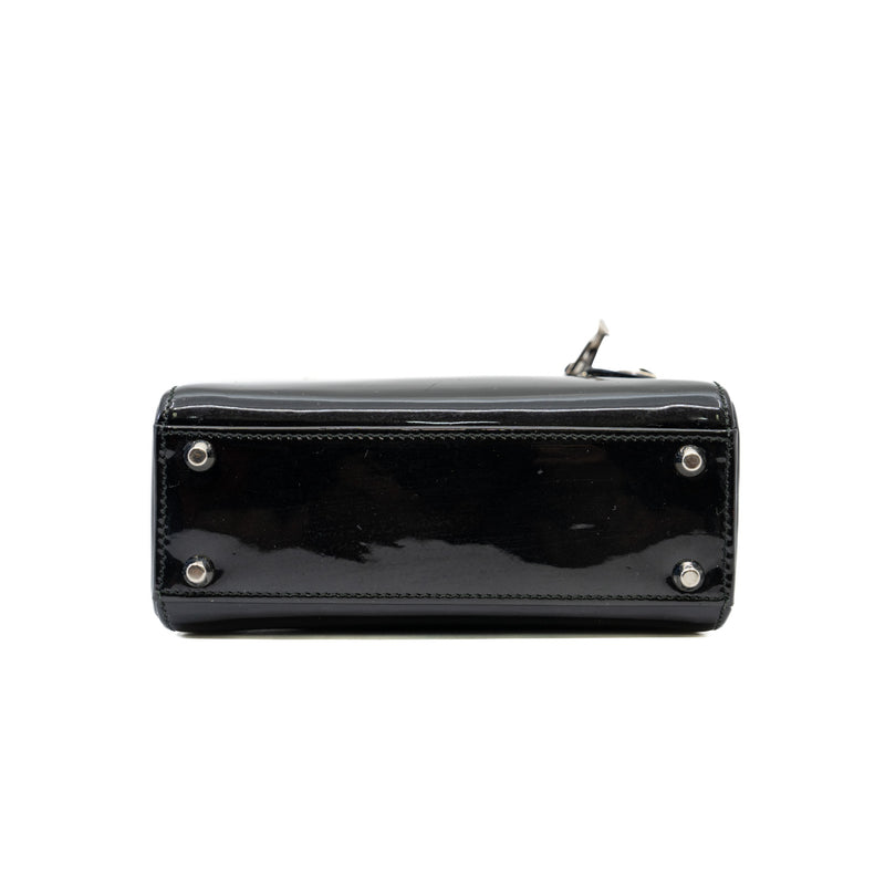 Mini Lady Dior Handbag Patent Leather Black PHW With Strap 2015 - L'UXE LINK