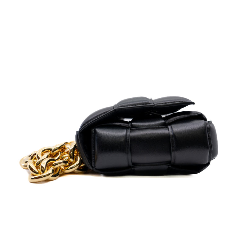 Chain Cassette Padded Black Intreccio Lambskin Leather Crossbody Bag - L'UXE LINK
