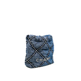 thumbnail mini 22 bag in blue denim white line phw #HH0PXXXX