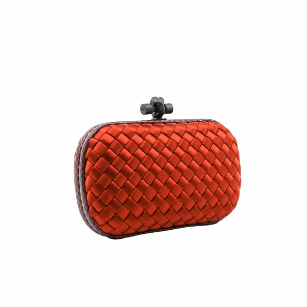 clic clutch in satin orange - L'UXE LINK