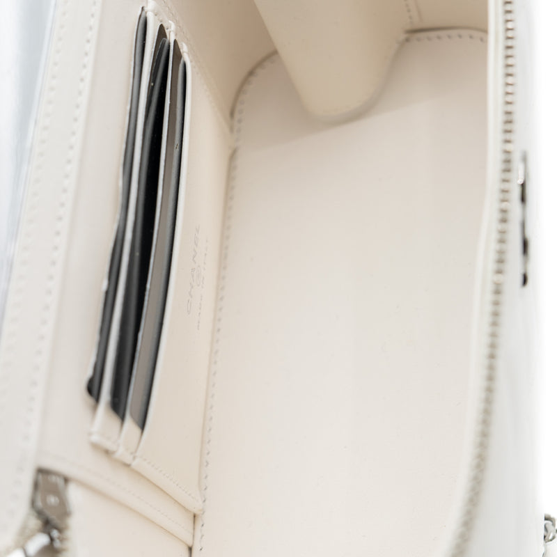 long vanity with top handle in lambskin white phw #GT0TXXXX