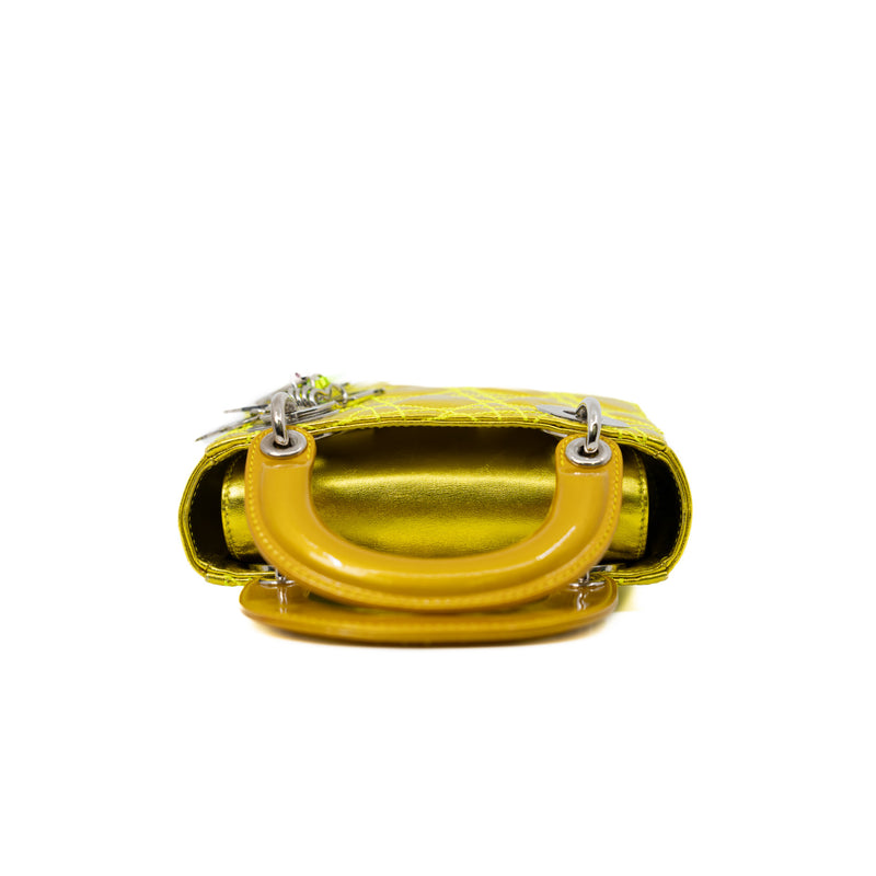 Limited Edition Mini Lady Dior In Neon Yellow/Gold Leather Handbag PHW With Strap - L'UXE LINK