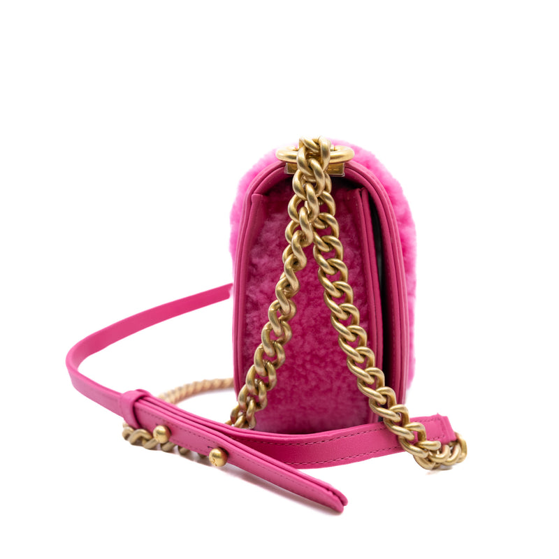 leboy curved messenger bag in fur leather pink ghw #X0N0xxxx