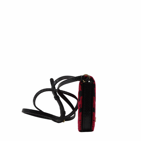 Ayers-Paneled Embroidered Satin Shoulder Bag Black Red - L'UXE LINK