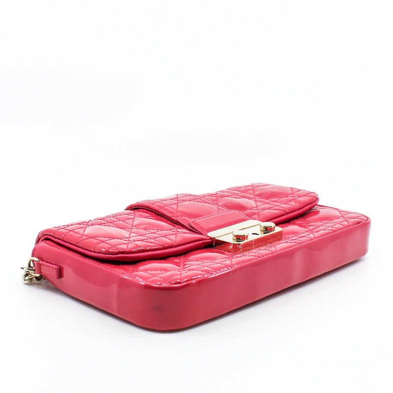 New Lock Cannage Patent Leather Pouch Bag GHW - L'UXE LINK