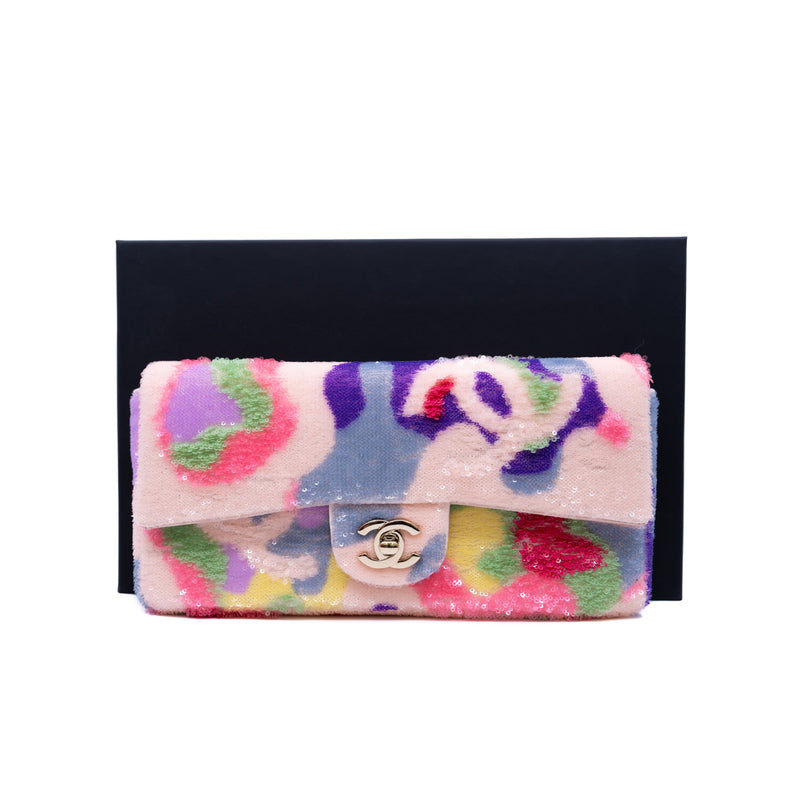 long cf flap chain bag in heart Sequins/leather pink/purple/green seri30