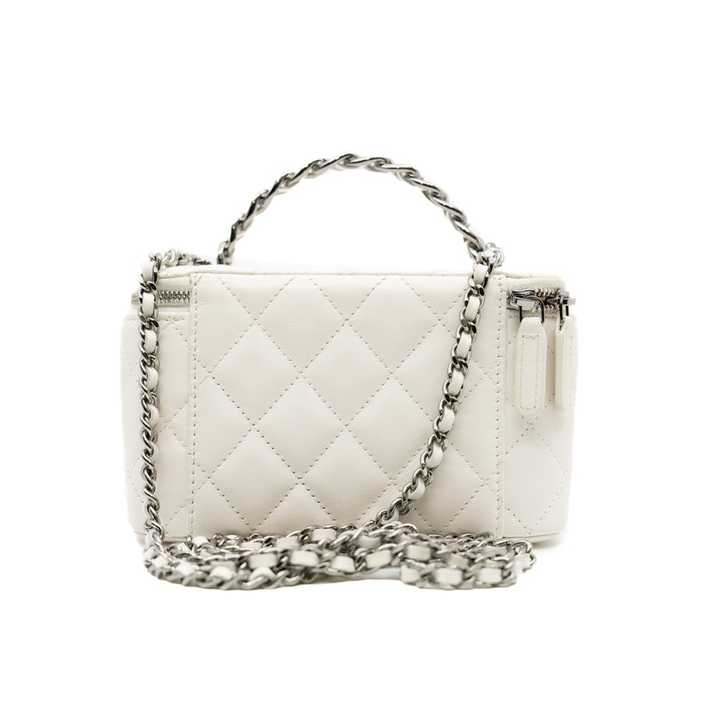 long vanity with top handle in lambskin white phw #GT0TXXXX