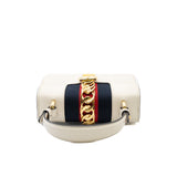 thumbnail small sylvie with top handle in white leather ghw