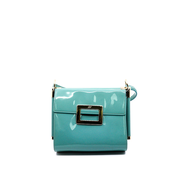 crossbody bag in patent lack green ghw