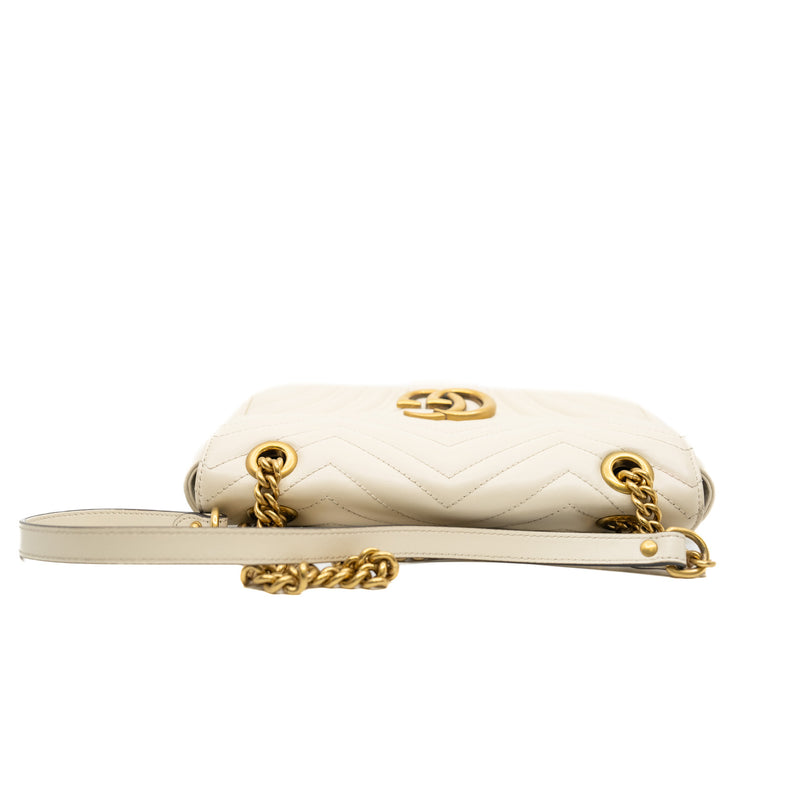 Small GG Marmont In White GHW