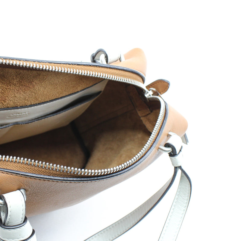 tote brown mix white zippy bag - L'UXE LINK
