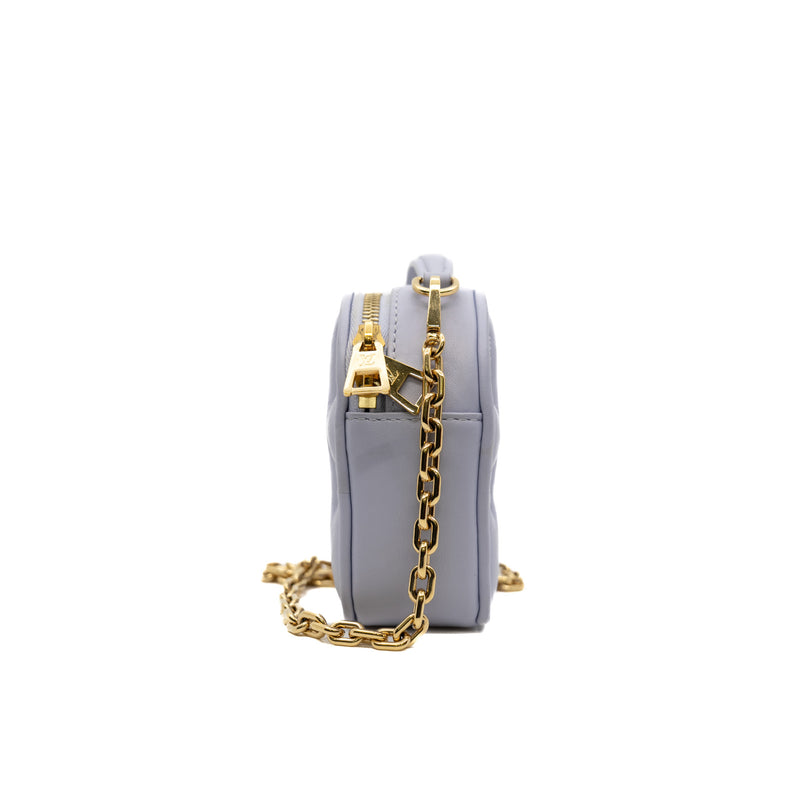 heart with top handle bag in purple leather ghw