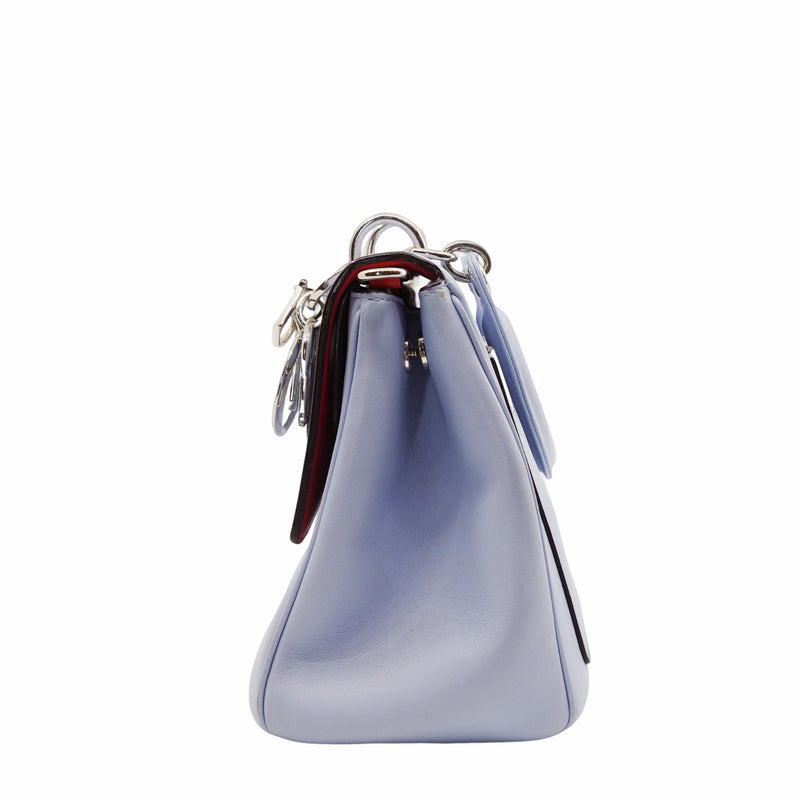 Be Dior  Flap Bag Medium Leather Blue And Red PHW - L'UXE LINK