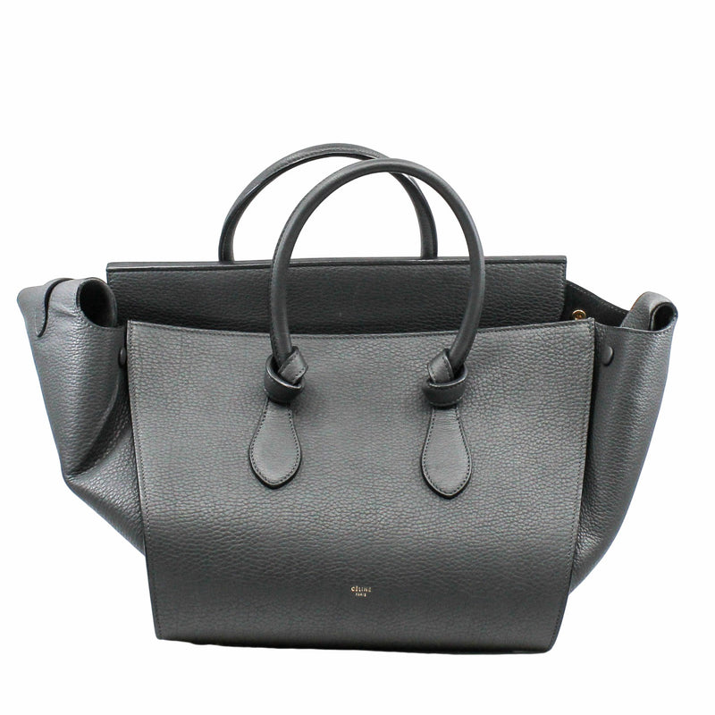 TIE KNOT TAILLE MOYENNE CUIR TOTE BAG GREY - L'UXE LINK