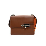 thumbnail mini Verrou in Cuivre goat leather with fabric strap stamp D PHW