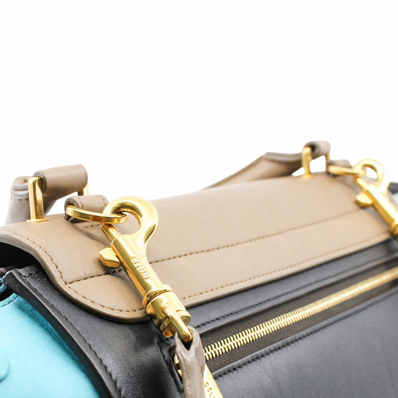 TRAPEZE HANDLE BAG SMALL blue and nude  ghw - L'UXE LINK