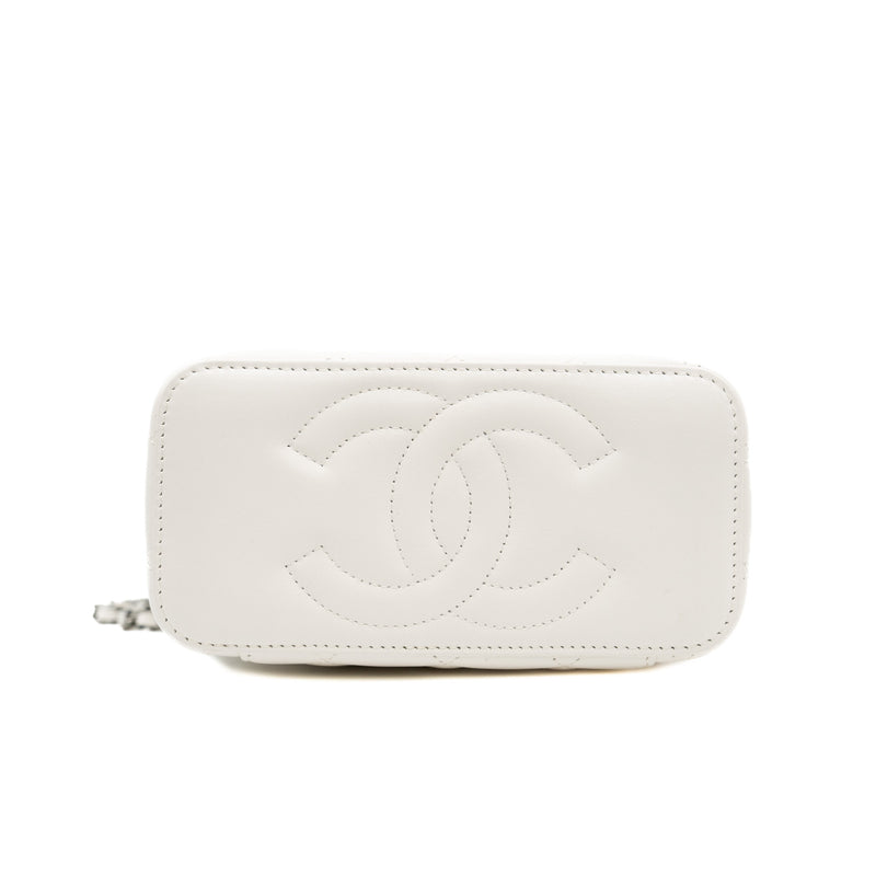long vanity with top handle in lambskin white phw #GT0TXXXX