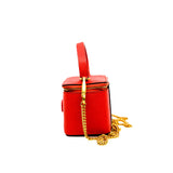 thumbnail small case bag with top handle orange red leather ghw