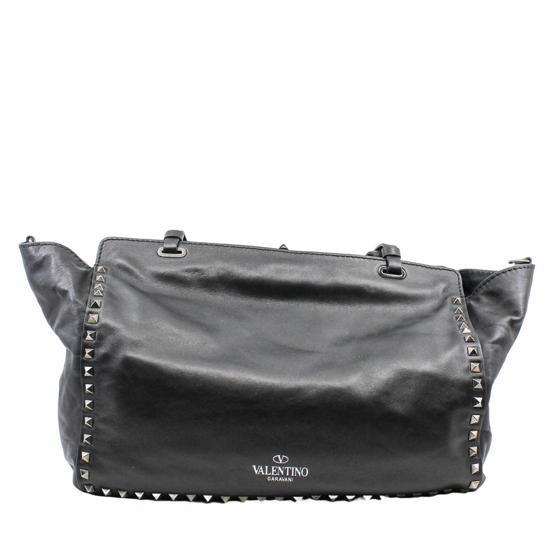 Studded Rockstud Tote Black - L'UXE LINK