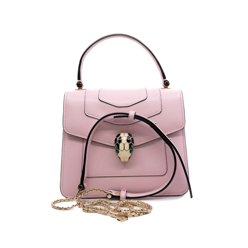 BVLGARI SERPENTI FOREVER CROSSBODY TOP HANDLE BAG IN PINK GHW