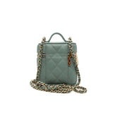 thumbnail mini vanity box with handle in green caviar LGHW seri 31
