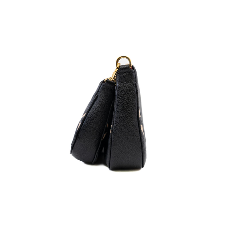 multi pochette black&white leather