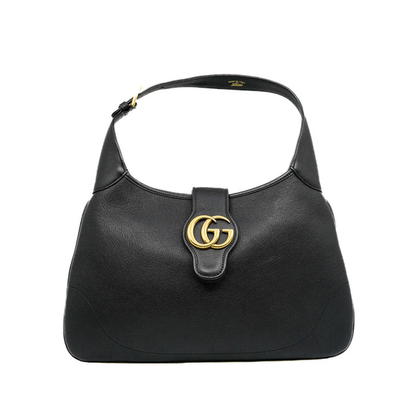Medium Aphrodite Black Calfskin Shoulder Bag - L'UXE LINK