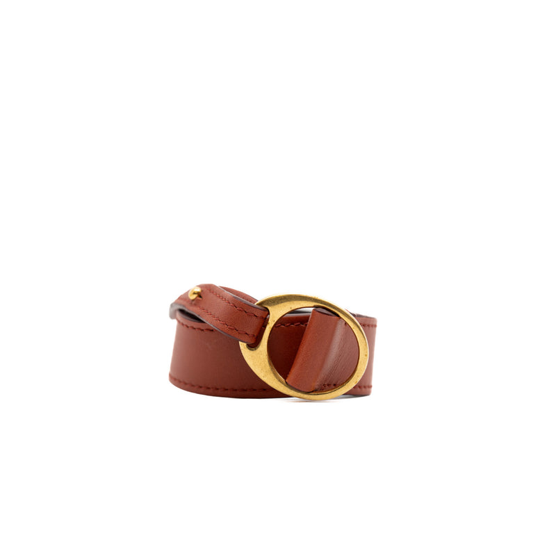 oval bracelet in leather red ghw - L'UXE LINK