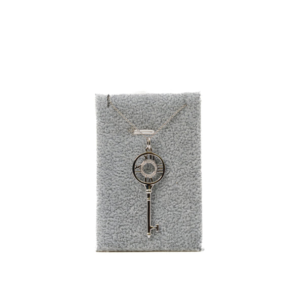 Tiffany Atlas Key 18K White Gold And Diamond Silver Pendant Necklace - L'UXE LINK