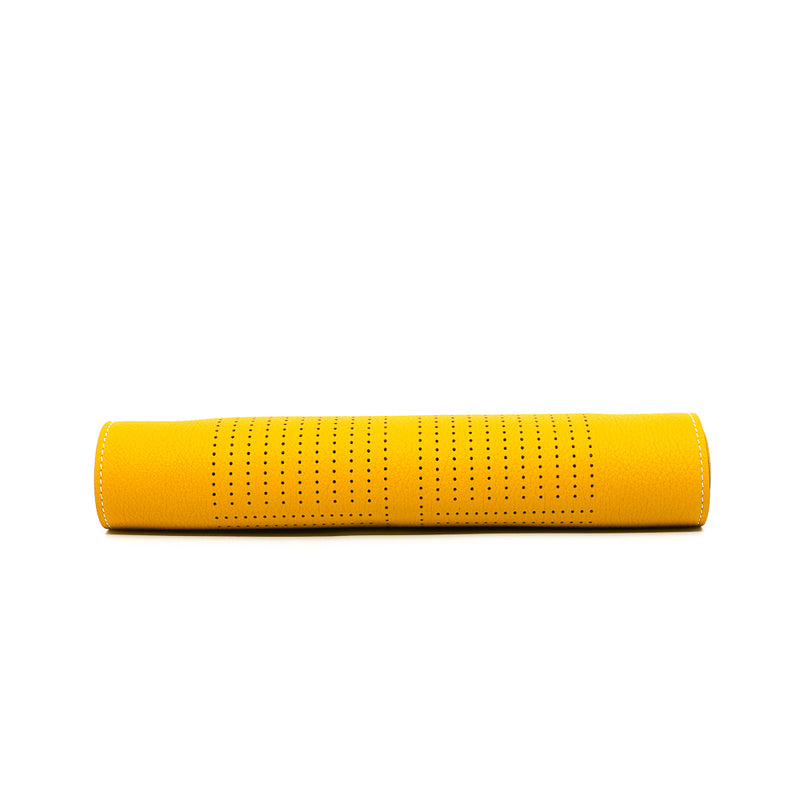 leather tray yellow with white