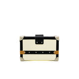 thumbnail Petite malle in calfskin black/ brown/ white PHW
