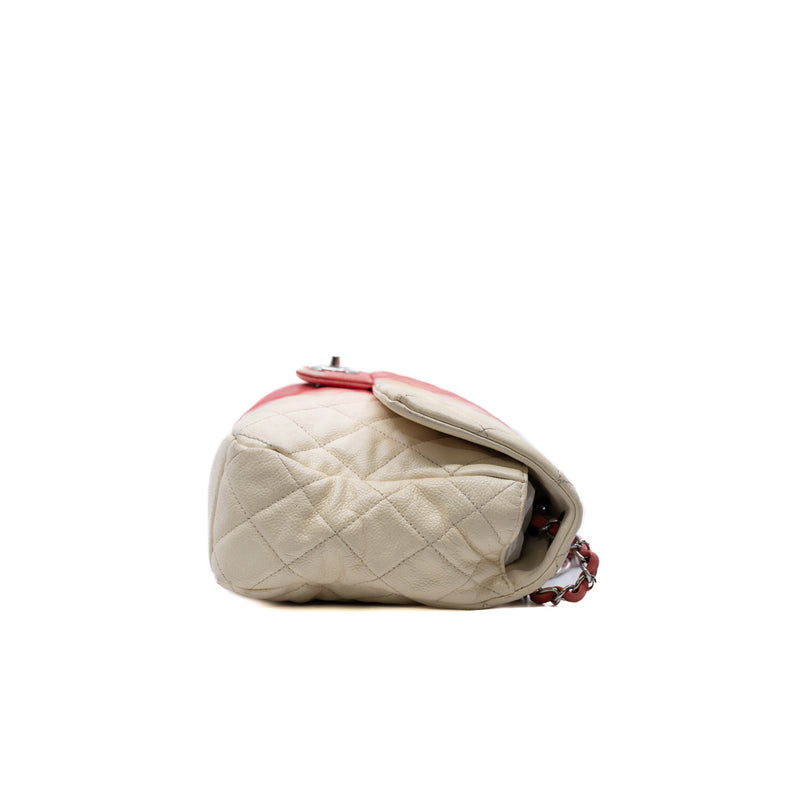 Jumbo Classic White/Pink Caviar Leather Quilted Ombré Single Flap Bag PHW Seri 17 - L'UXE LINK