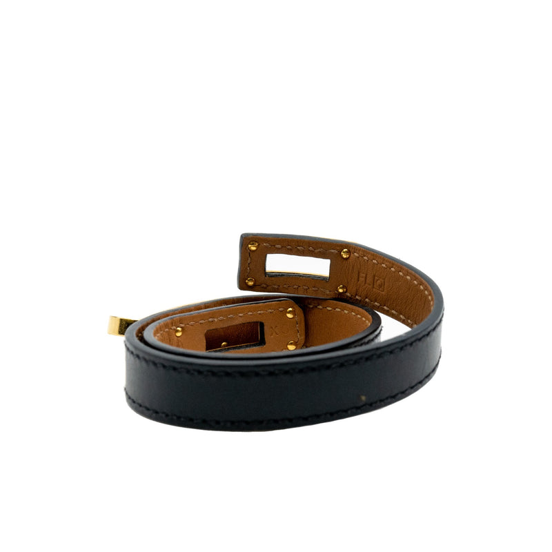 kelly double tour leather bracelet in black swift leather ghw
