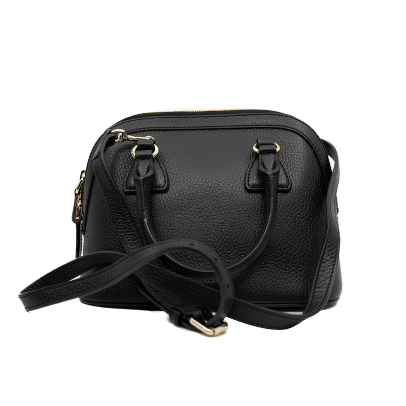 small GG Interlocking bag in black with strap GHW - L'UXE LINK