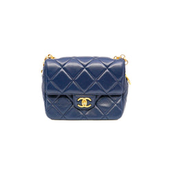 mini square cf in lambskin navy GHW