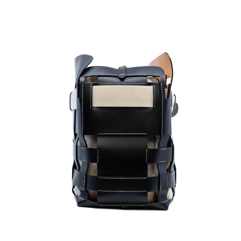 leather woven tote in black and white - L'UXE LINK