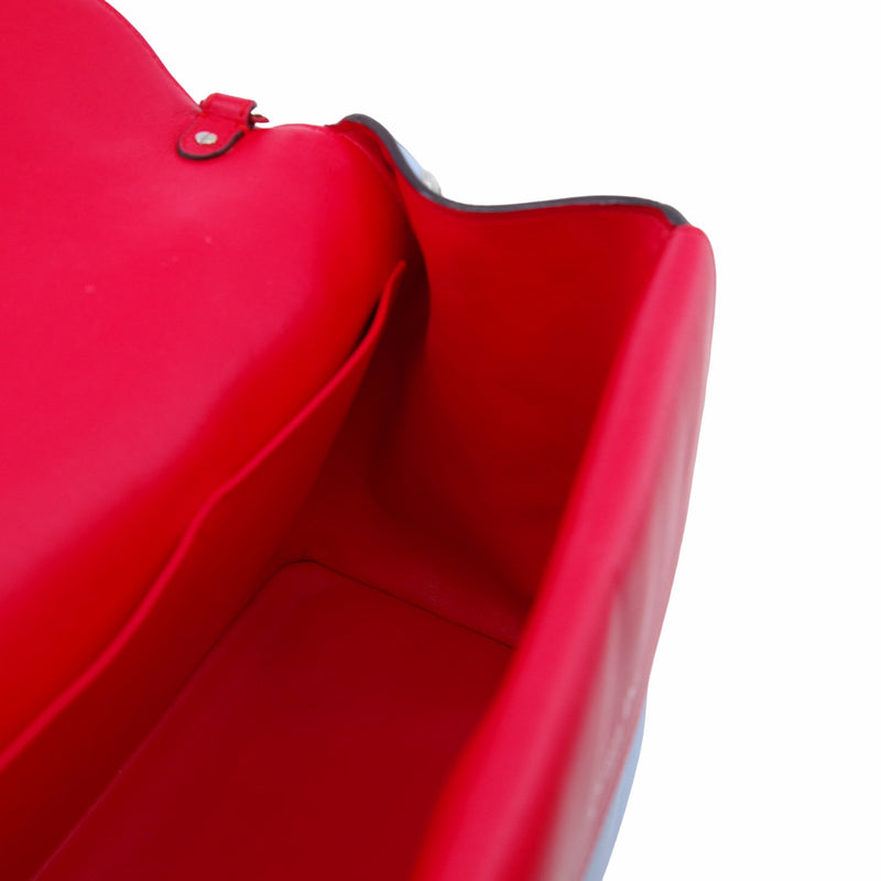 Be Dior  Flap Bag Medium Leather Blue And Red PHW - L'UXE LINK