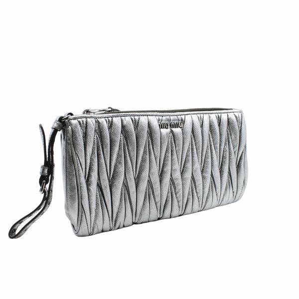 clutch leather  silver phw