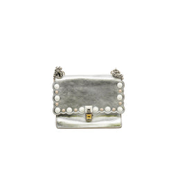 Kan I Metallic Silver Calfskin Scalloped Studded Bag PHW - L'UXE LINK