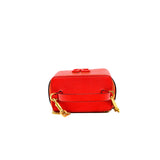 thumbnail small case bag with top handle orange red leather ghw