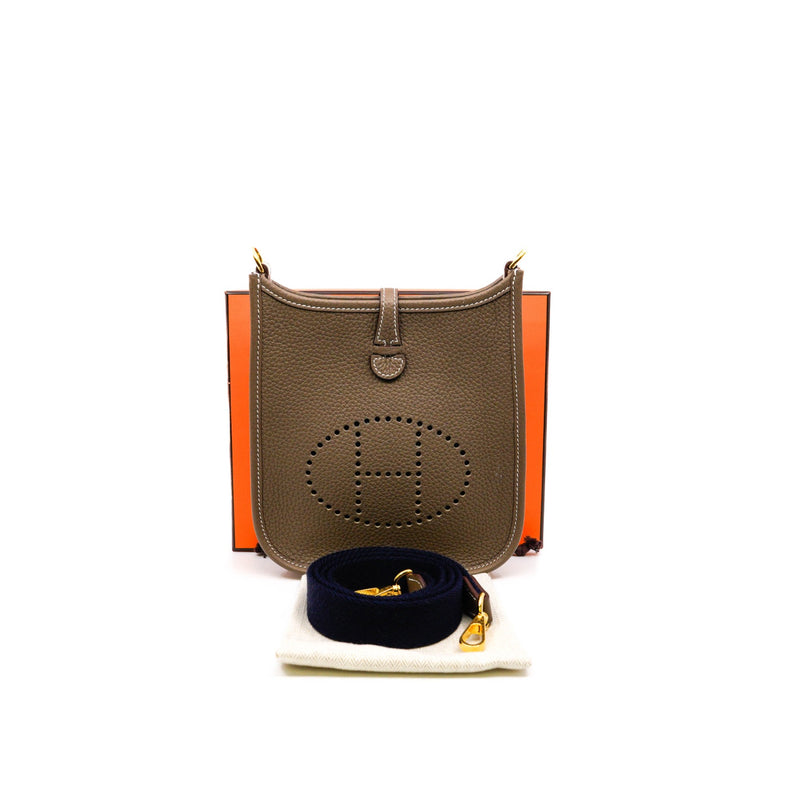 mini evelyn bag etoupe/bleu indigo ghw B stamp